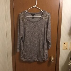 Internaition concepts  beaded shoulder Metallic 3/4 sleeve sweater size 1X